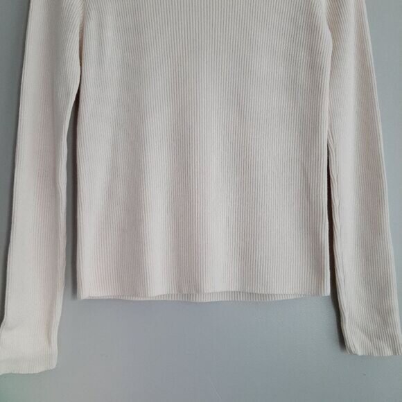 MAEVE / Anthropologie Turtleneck Button Cuffs Fine Rib Fitted Sweater M Flawed - Picture 5 of 16